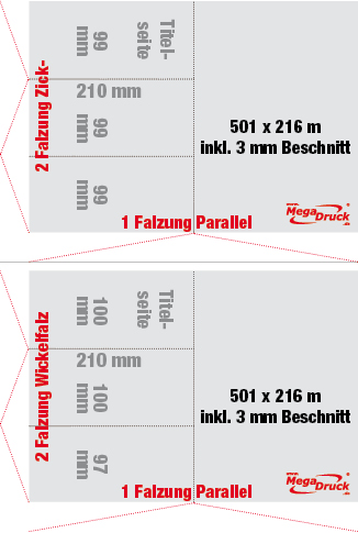 DIN lang, 12 Seiten (3-Bruch Kombi-Falz)